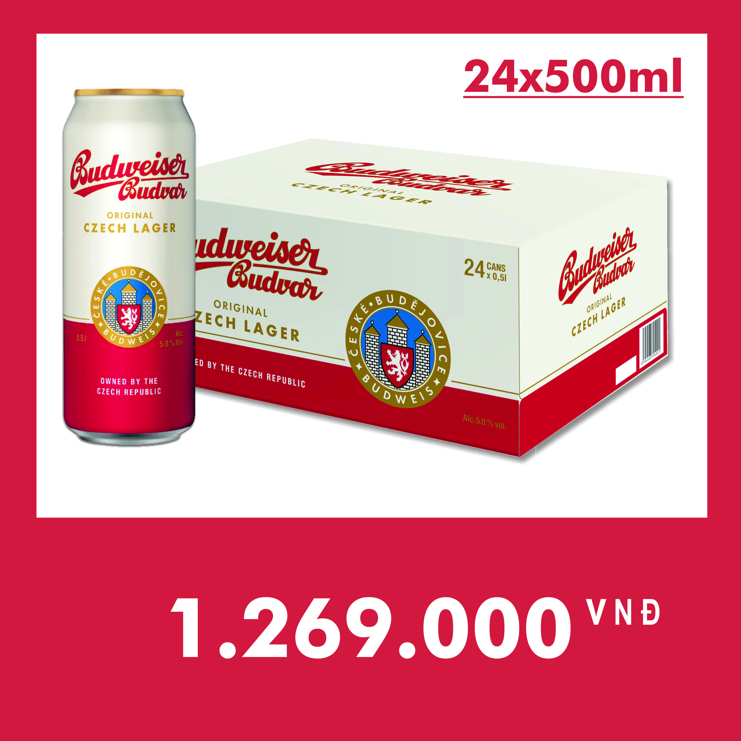Budweiser Budvar Lon vàng 500ml