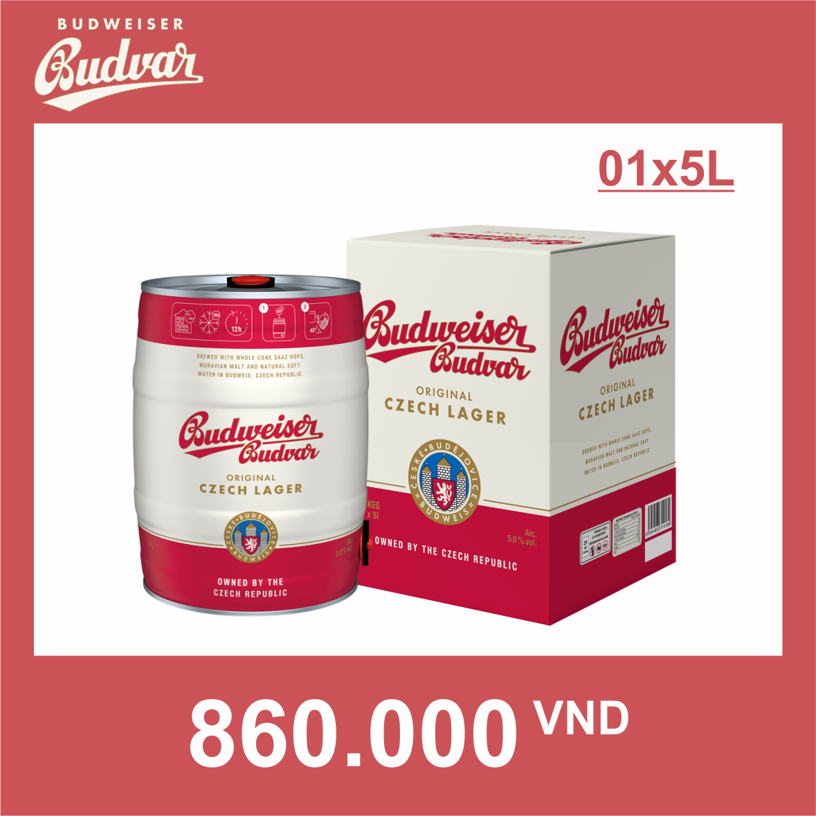 Budweiser Budvar Bom 5 lít