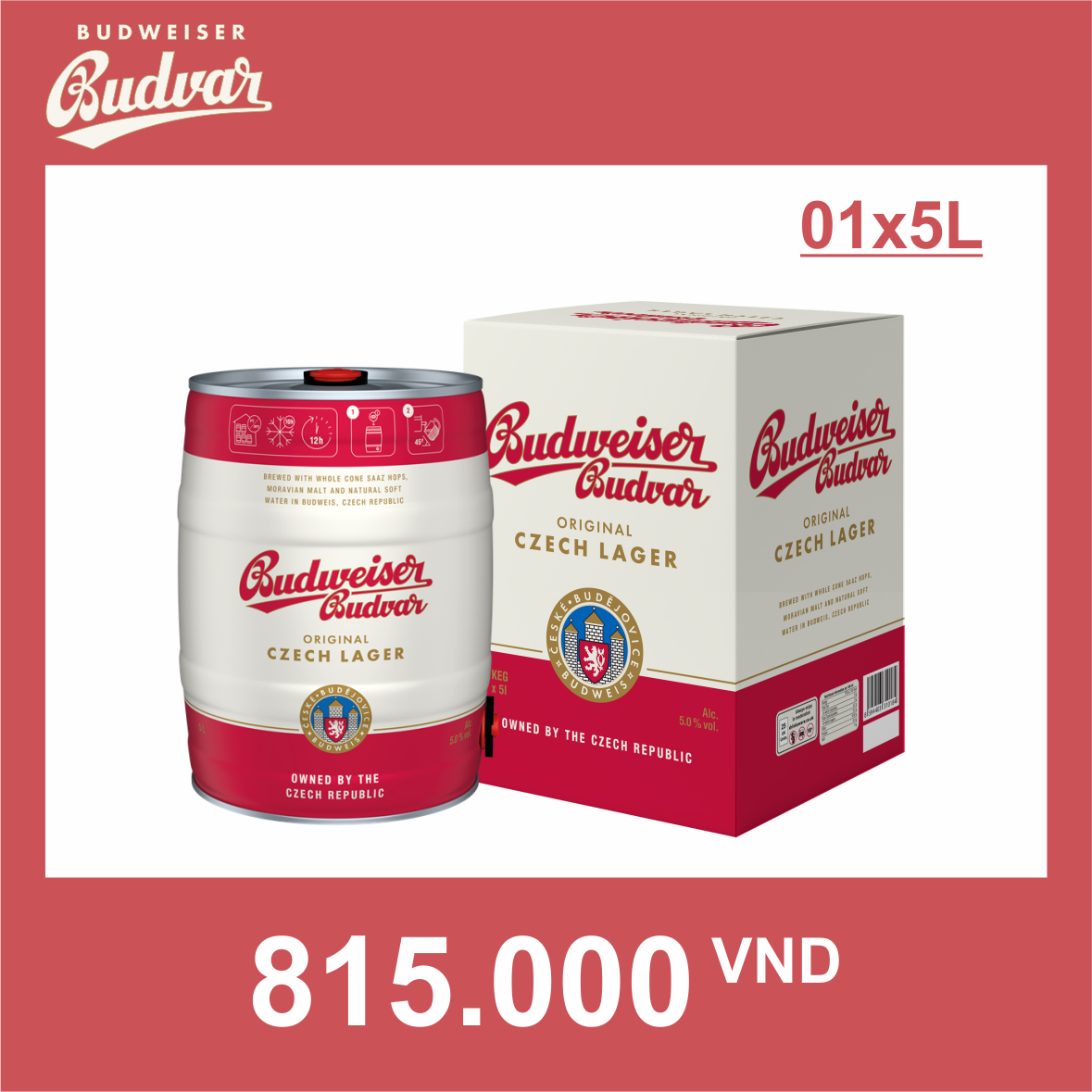 Budweiser Budvar Bom 5 lít