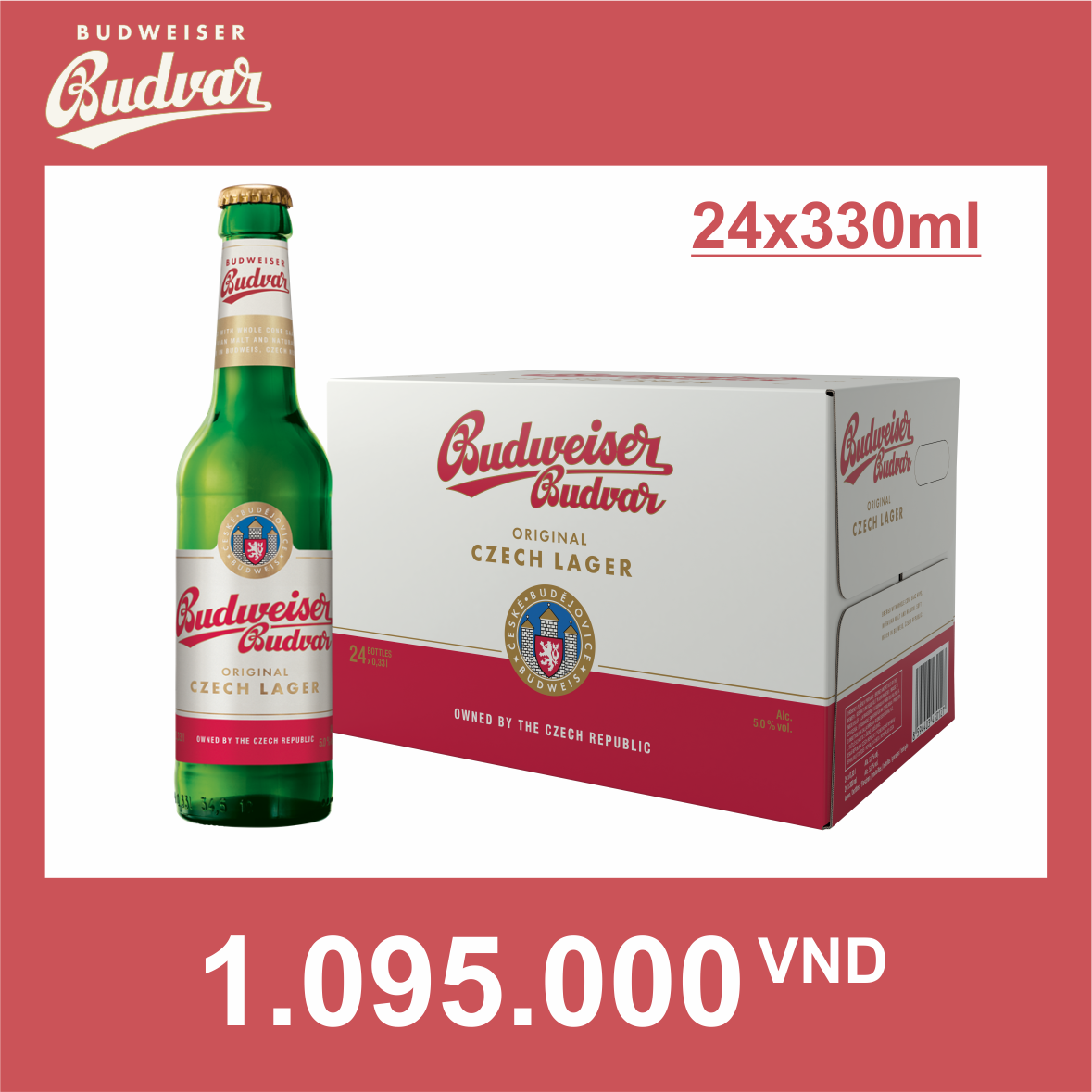 Budweiser Budvar Chai vàng 330ml