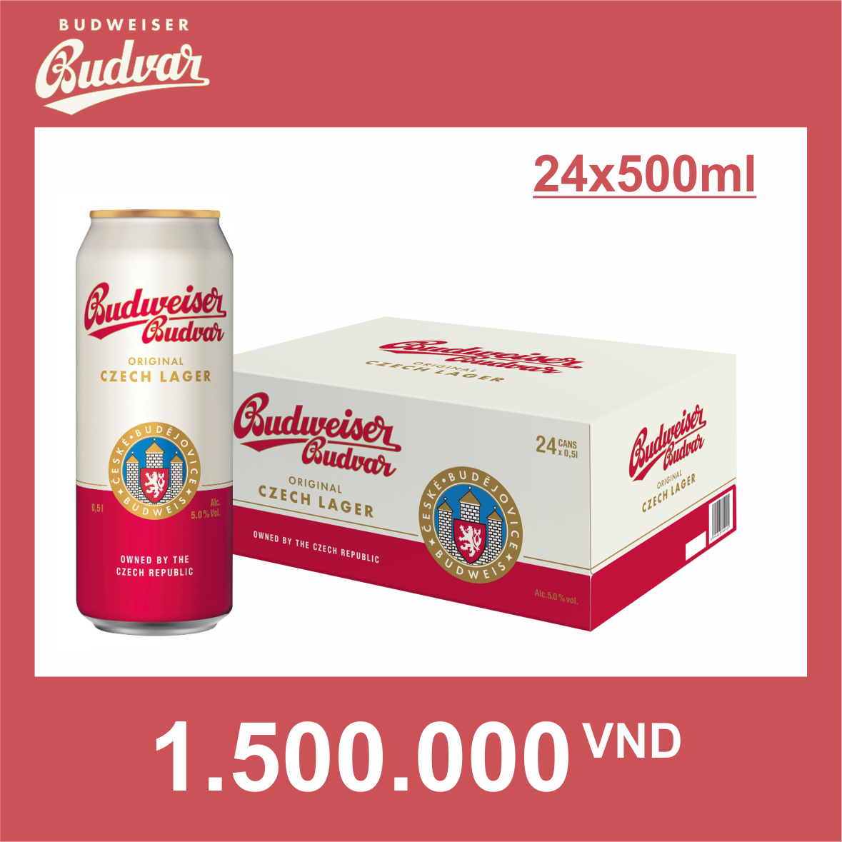 Budweiser Budvar Lon vàng 500ml